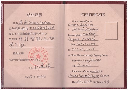 Instructor certificate